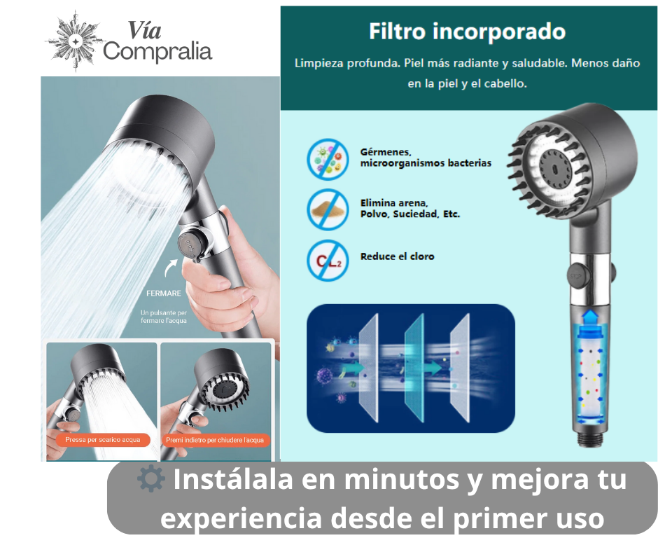 🚿Ducha Multifuncional 4 en 1 – Presión Potente – Ahorra agua sin perder confort desde el primer uso