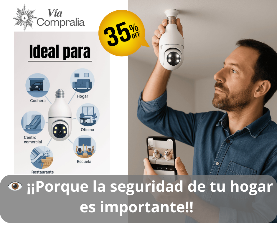 📱Cámara Wifi Panorámica 365° Tipo Ampolleta