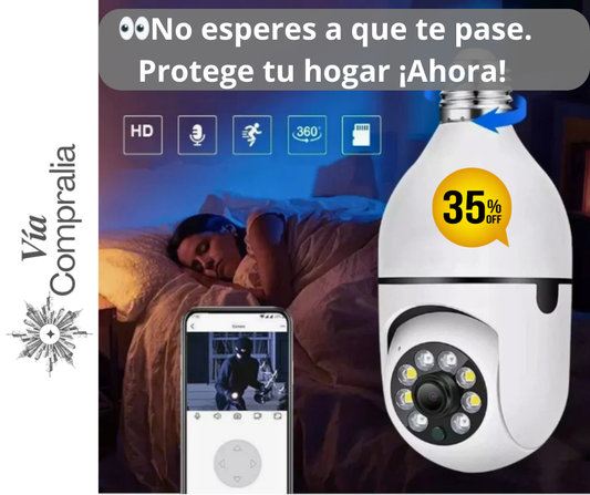 📱Cámara Wifi Panorámica 365° Tipo Ampolleta