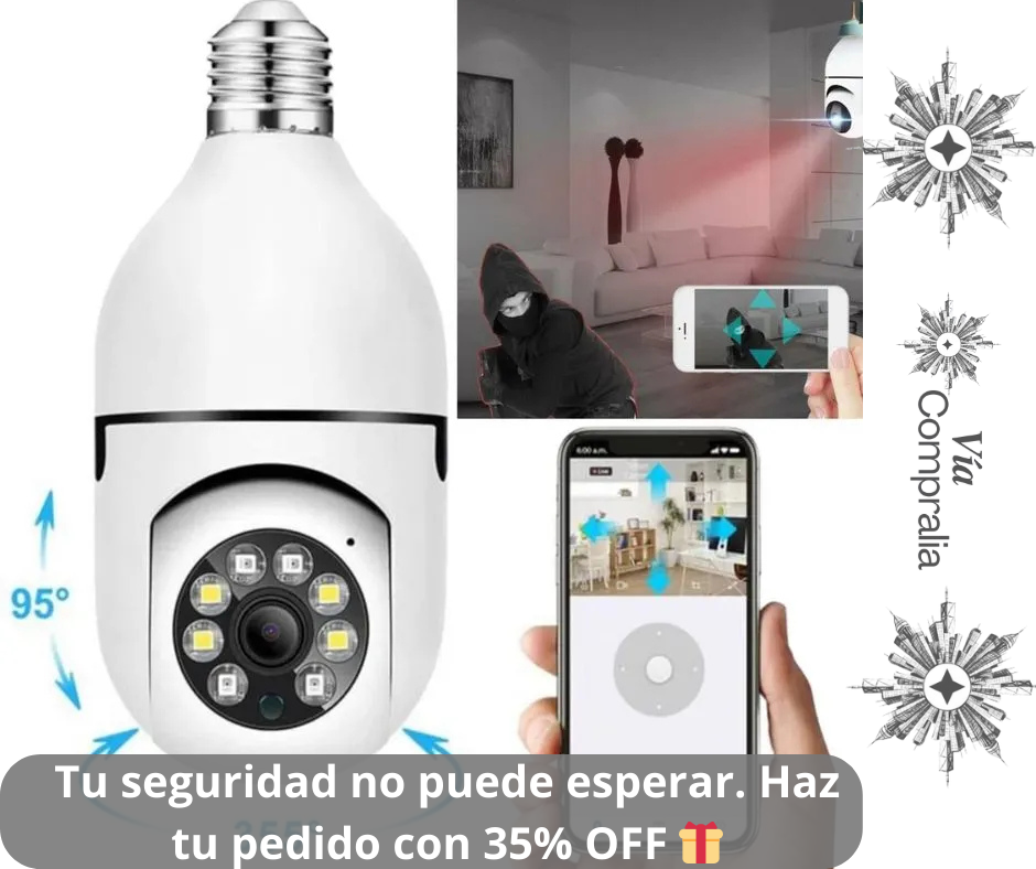 📱Cámara Wifi Panorámica 365° Tipo Ampolleta