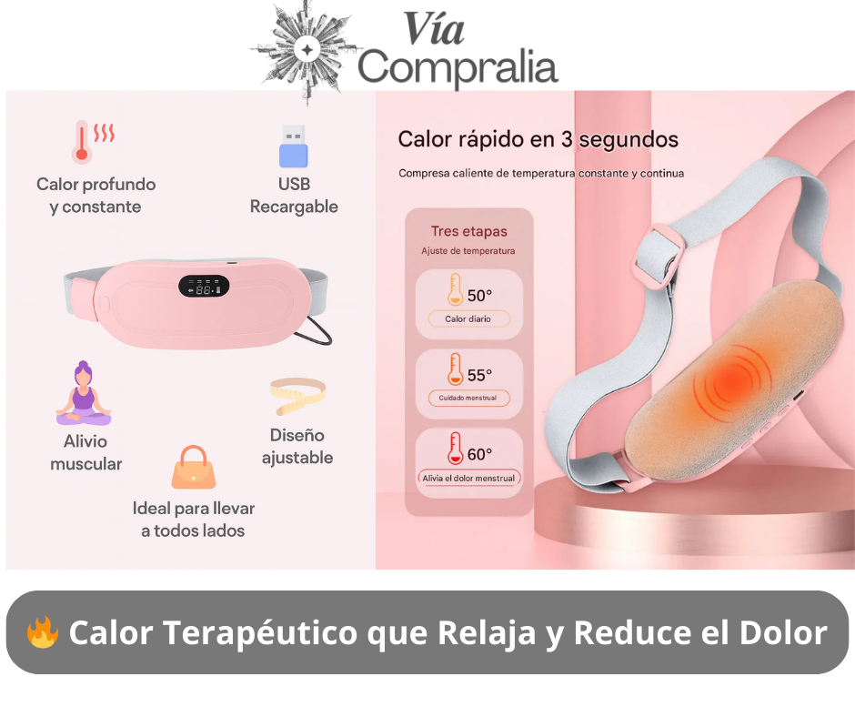 💆‍♀️💞Cinturón Térmico – Alivia Cólicos Menstruales –Alivio Seguro y Rápido Cada Mes