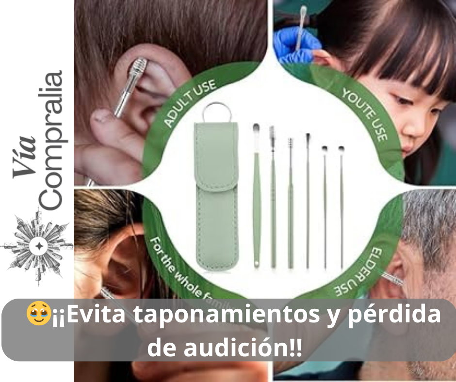 Limpiador Kit 6 en 1 (6 Piezas) Acero Inoxidable para Oídos ✨ EarCare Pro💧