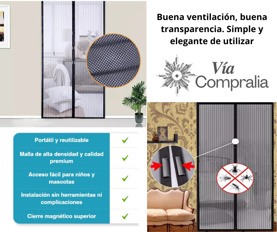✨AirGuard Pro – Cortina Mosquitera Magnética –Protege a Tu Familia de Picaduras y Mejora el Confort al Instante