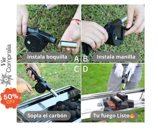 🌬️Soplador Avivador De Fuego Manual para Asado