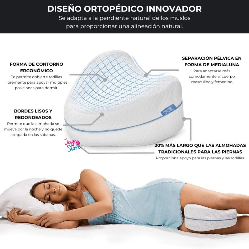 🛌 Almohada Ortopédica - Alinea Piernas y Columna - Duerme Sin Dolor Desde la Primera Noche